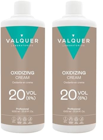 Valquer Profesional Oxygéné Valquer Crème Stabilisée, 20 Volumes 6% Coloration Permanente des Cheveux à Usage, 1000 ml (Lot de 2)