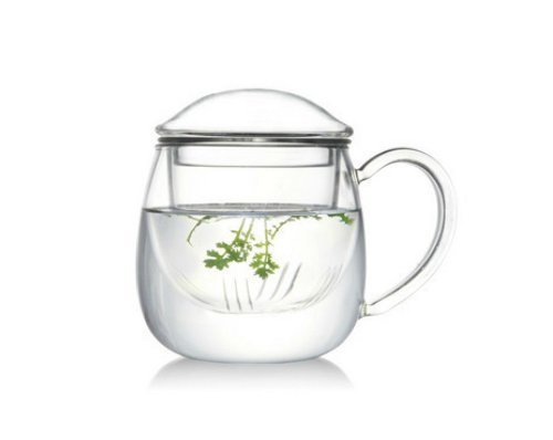 Moyishi Heat-resistant Glass Chubby Cup Tea Cup Personal Tea Set With Infuser and Lid,400ml by Moyishi