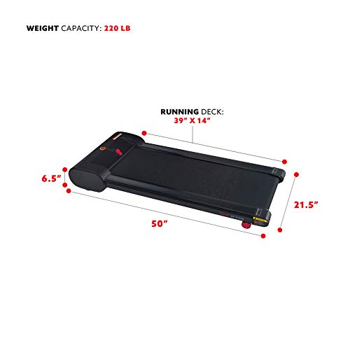 Sunny Health & Fitness Walkstation Slim Flat Treadmill for Under Desk