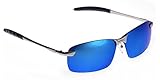 Senchoice Men's Fashion Silver Metal Frame Mirrored Polarized Sunglasses