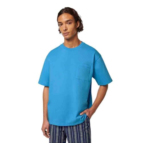 Scotch & Soda 3 Crosses Pocket Loose-Fit T-Shirt, Camiseta Hombre, Aqua Blue, L