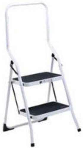 VFM 321676 2 Tread High Back Aluminium Folding Step Stool - White