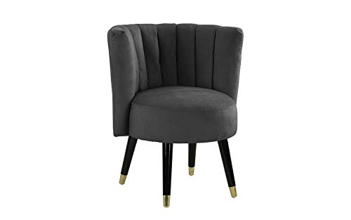 Casa Andrea Milano Classic Living Room Velvet Round Accent Chair (Dark Grey)