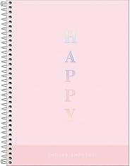 Caderno capa plástica colegial 10x1 160 folhas Happy Rosa pastel Tilibra