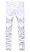 Qazel Vorrlon Men's White Biker Jeans Slim Straight Stretch Skinny Fit Moto Denim Jeans White A 30
