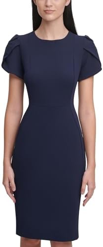 Calvin Klein Scuba Crepe Sheath with Bell Sleeves Ultramarine 2 at Amazon  Women's Clothing store