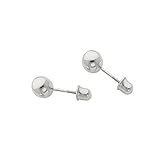 14k White Gold Ball Stud Earrings with Screw Back - 5 Different Size Available