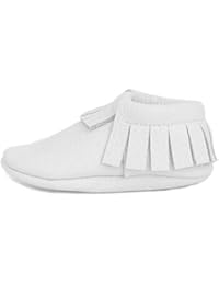 Little bee mocs ( Italian Leather Baby Moccasins Soft Sole Baby Shoes Newborns, Infants & Toddlers - Handmade Genuine Leather Baby Moccasins Fringes Boys & Girls White