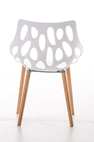 CLP-Sedia-in-Polipropilene-Hailey-Sedia-Design-Telaio-in-Legno-di-Faggio-Sedia-da-Pranzo-Seduta-44-cm-Sedia-Moderna-Portata-Max-150-kg-Sedia-Attesa-Facile-da-Pulire-Bianco
