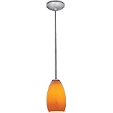 Access Lighting - HI Champagne-One Light Glass Pendant with Rod-5 Inches Wide by 9 Inches Tall-Brushed Steel Finish-Maya Glas