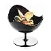 Scallop Stem Cup - Parfait Serving Bowl - 24 Count - Black Hard Plastic - Appetizer Cup - Disposable or Reusable - 2 ounce - Ideal for Desserts, Appetizers, Puddings