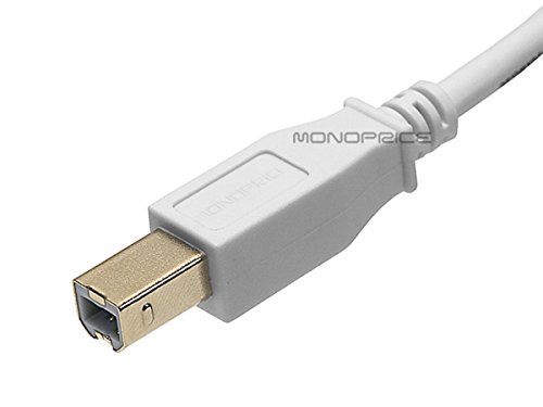 Monoprice 1.5-Feet USB 2.0 A Male to B Male 28/24AWG Cable, (Gold Plated), White (108614)