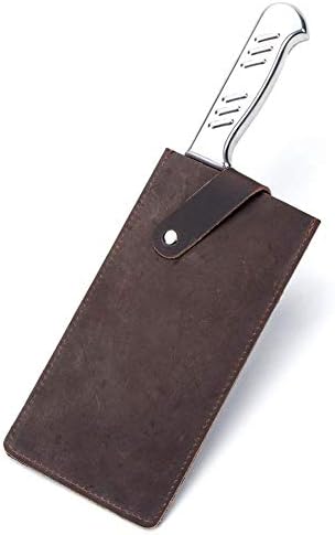 QEES Leather Knife Sheaths, Waterproof Chefs Knife Guard, Heavy Duty Butcher Wide Blade Protectors, Cleaver Guard, Knife Cover (Coffee)