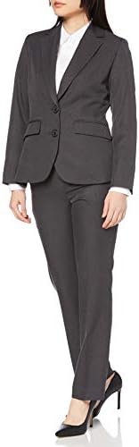 Cecile AU-540 Women’s Suit and Pants Set, Tailored Jacket + Straight Pants, 2-Piece Set, Office Suit Pants Set, Machine Washable