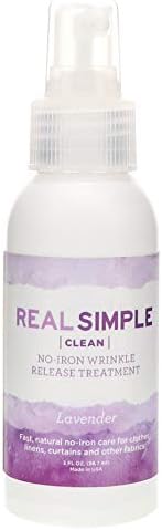 Real Simple Clean Travel Size Wrinkle Release, Static Cling Remover, Pillow & Fabric Freshener, Out The Door No-Iron Quick Fix, USDA Certified Bio-Based & Biodegradable (3oz, Lavender)