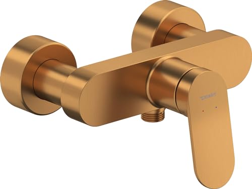 Duravit Wave Duscharmatur Aufputz fuer 1 Verbraucher, Badewannenarmatur mit Rueckflussverhinderer, Einhebel-Brausemischer mit Keramikmischsystem, Bronze Gebuerstet