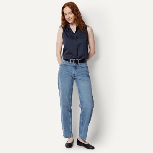 Amazon Essentials Women's Regular Fit Sleeveless Button Down Blouse