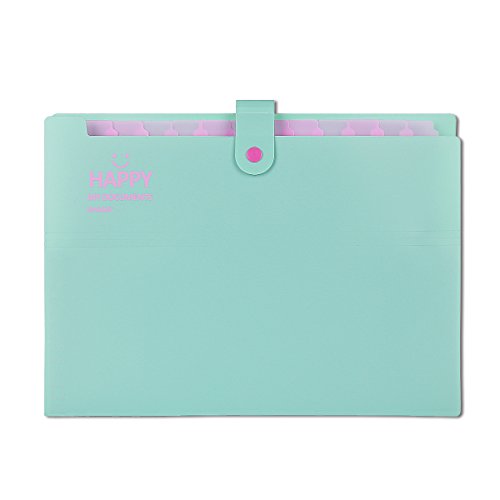 Expanding File Folder 12 Pockets With Snap Closure, Yigou Portable Accordion Document Organizer Letter A4 Paper Size [Green] - Thumbnail 3