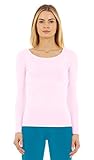 Thermajane Women’s Ultra Soft Scoop Neck Thermal Underwear Shirt Long Johns Top with Fleece Lined