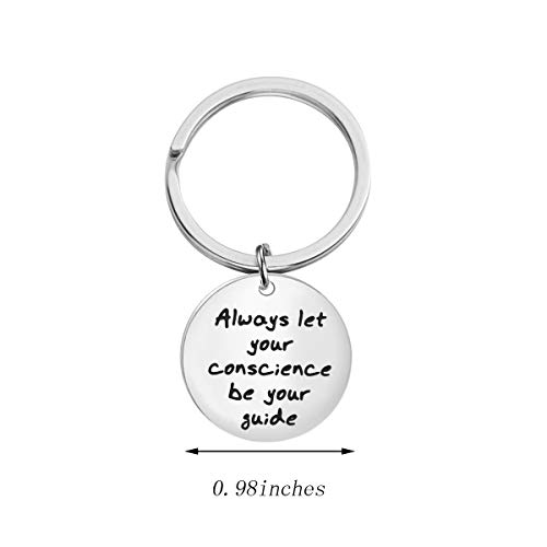 KUIYAI Always Let Your Conscience Be Your Guide Keychain Jiminy Cricket Quote Keychain Motivation Gift (Keychain)