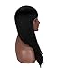 Kalyss Long Black Wigs with Hair Bangs for Women Silky Straight Heat Resistant Yaki Synthetic Hair Wigs (Black #2)