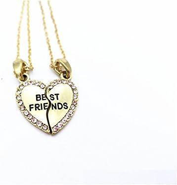 Joylike 2 split heart best friends bff pendant necklace set (2.2x2.0cm gold)