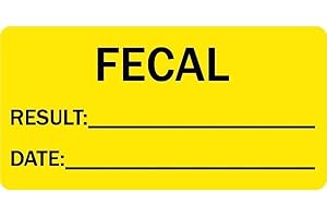 Fecal Result/Date Veterinary Labels - [500 Labels/1 Roll], 2” x 1”, Yellow | Exam, Cage, Chart Stickers for Veterinary Clinics & Hospitals | LabelValue Brand