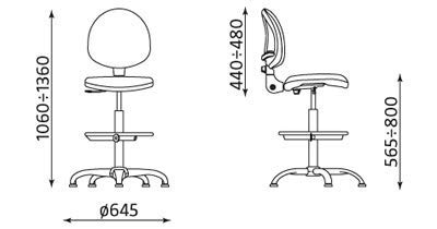 NOWY-STYL-Sgabello-ergonomico-Regolabile-in-Altezza-Cerchio-Poggiapiedi-E-Base-di-5-Raggi-con-puntali