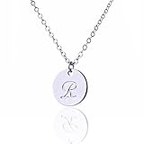 AOLO Unique Initial Disc Necklace Personality Necklace R