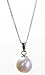 Women's Beautiful 925 Sterling Silver 8.0mm White Freshwater Cultured Pearl Necklace Pendant, 18