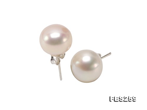 JYX Pearl 925 Sterling Silver Earrings Natural Button White Cultured Freshwater Pearl Stud Earrings for Women AAA Quality - Thumbnail 3
