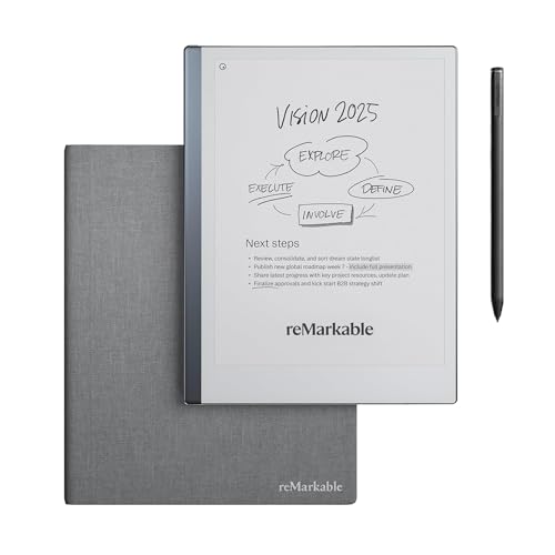 reMarkable 2 Bundle - Folio aus Polymergewebe | 10,3-Zoll reMarkable 2 Papier-Tablet, Marker Plus Pen mit integriertem Radiergummo und Book Folio-Hüll
