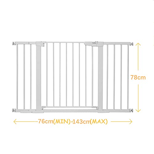 RuiHhome Auto Close Safety Baby Gate, Maximum Width is 143cm Including 10 20 30cm Extension Rack, Dog Gate for Stairs，Extra Wide Child Gate