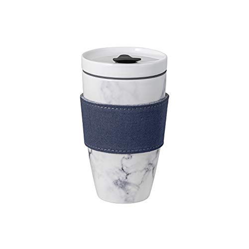 Villeroy & Boch To Go Becher Marmory, 2-teilig, 350 ml, Premium Porzellan/Silikon, WeiÃ/Grau – Bild 3