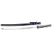 BladesUSA SW-68LBL Samurai Sword with Black/White/Blue Cord-Wrapped Handle, Black Wood Scabbard, 40-Inch Overall