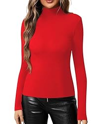 MANGOPOP Women's Mock Turtle Neck Slim Fit Long