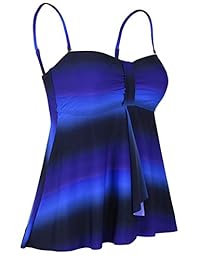 Hilor traje de baño para dama Flyaway Tankini Top Bandeau Flowy Traje de baño Tummy Oculta traje de baño