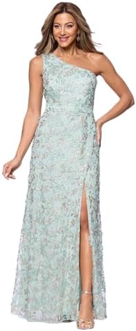 xscape women's one-shoulder flower side-slit dress Floral One-Shoulder Chiffon Gown (Women)