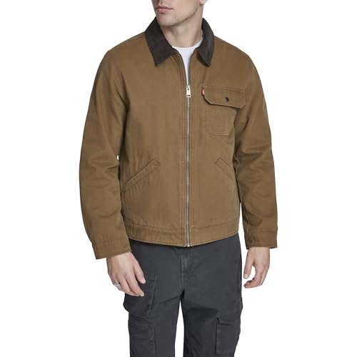 Levi's Men's Cotton Field Jacket With Corduroy Collar, Brown Lightweight, Medium