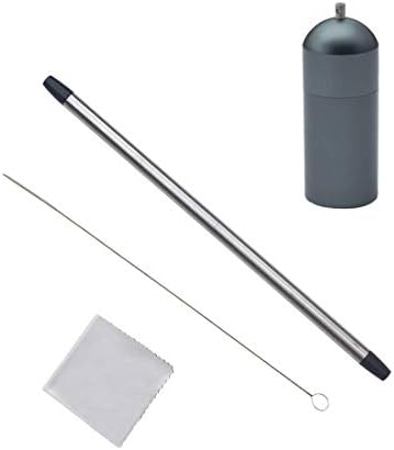 Reusable Collapsible Straw with Cleaning Brush,9.06 inch BPA Free Portable and Folding Stainless Steel Metal Drinking Straw with Keychain Hole for Travel and Household