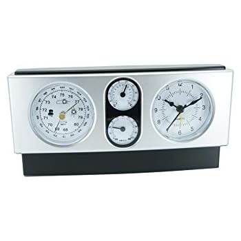 Modern Design 4 in 1 Quartz Desk Shelf Office Clock with Thermometer Barometer and Hygrometer Weather Station