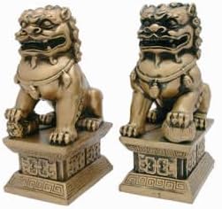 Golden 6 Inch Fu Dogs – Bring Luck and Protection to Home or Office - Great Gift!