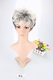 Liz Wig Short Wavy Mum Cosplay Wig (Dark Grey w/ Medium Silver)