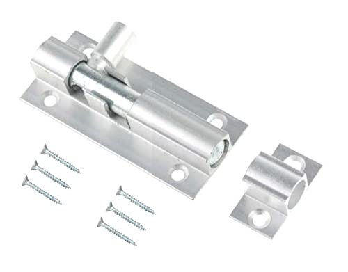 TERF® Aluminium Door Bolt Barrel Slide Lock 38mm [1.5''] Door Latch with Screws Ideal for Internal and External Doors Locks for Bedroom Bathroom Toilet Shed Gate Cupboards and Cabinets - 38mm