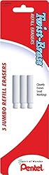 Pentel 4 X Twist-Erase Refill Erasers, Qty 1, Pkg