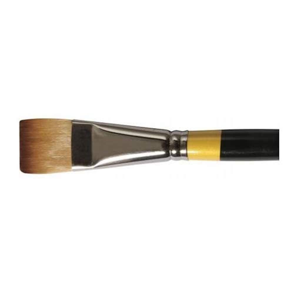 Daler-Rowney System3 Acrylic Brush, Synthetic Hair, Short Handle, Short Flat, 1in