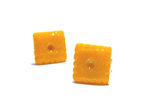Cheese Cracker Stud Earrings - Tiny Food Jewelry - Thumbnail 6
