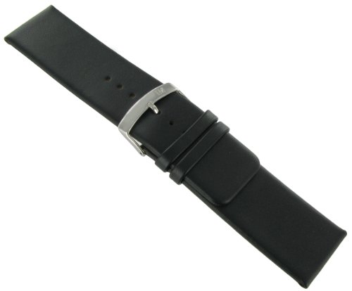 26mm Morellato Genuine Leather Flat Unstitched Square Tip Black Watch Band Strap
