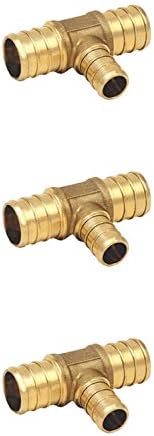 3 pack- 1 X 1 X 3/4 Pex Brass Tee-With 3/4 on Branch- Crimp No Lead
