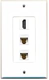 RiteAV - 1 Port HDMI 2 Port Cat6 Ethernet Decorative Wall Plate - White
